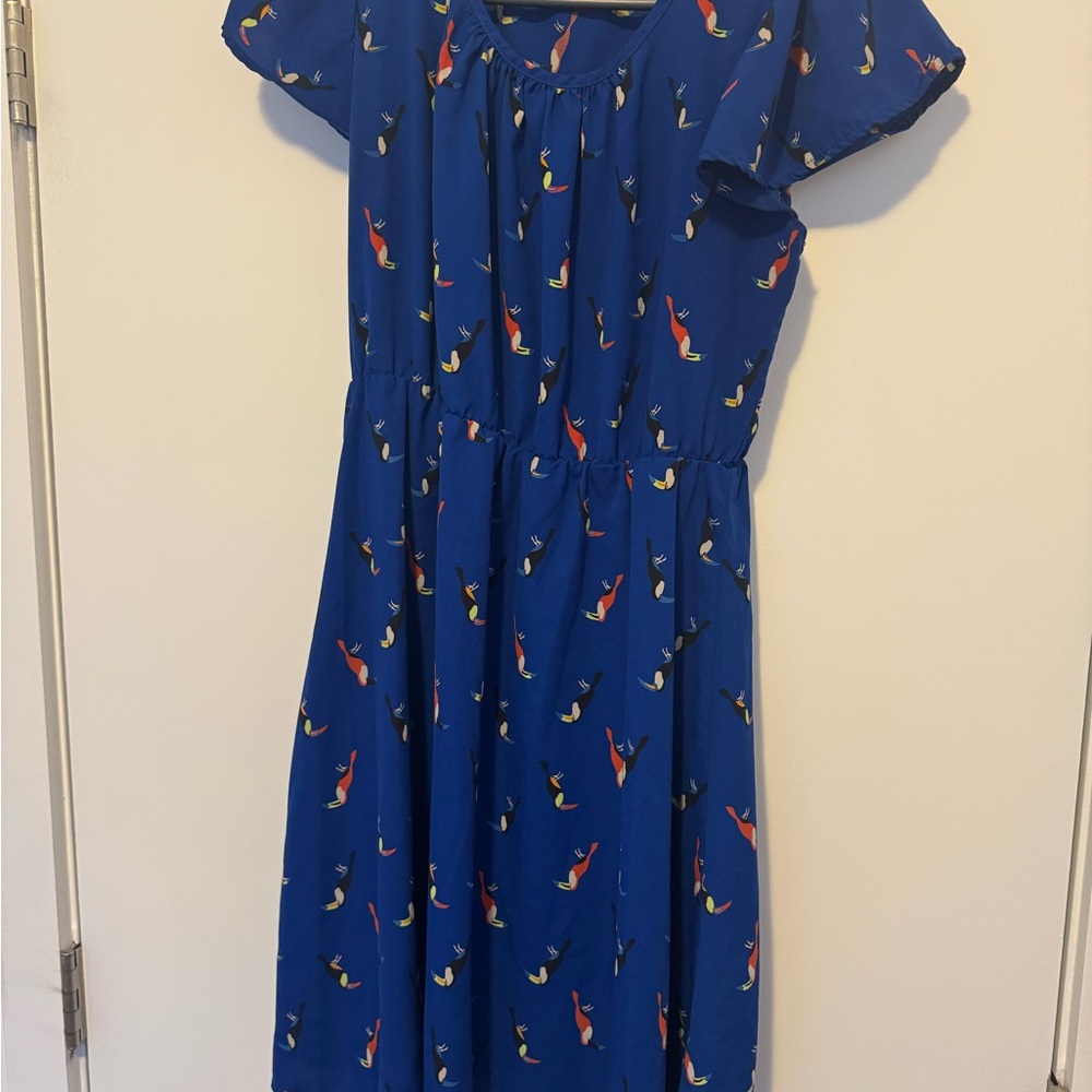 West Kei Blue Birds Dress - Size SMALL